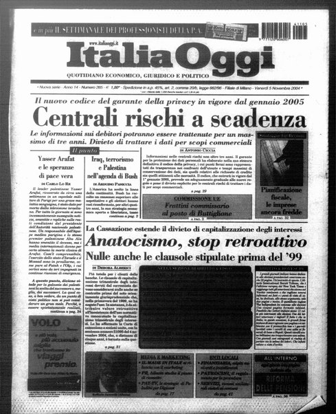 Italia oggi : quotidiano di economia finanza e politica